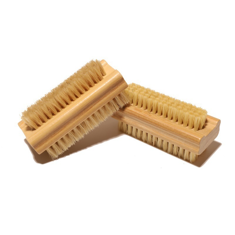 Customized Eco Friendly Sisal Bamboo Double Sided Nail Brush Pedicure Fingernail Nails Scrubbing Cleaning Dust Brush