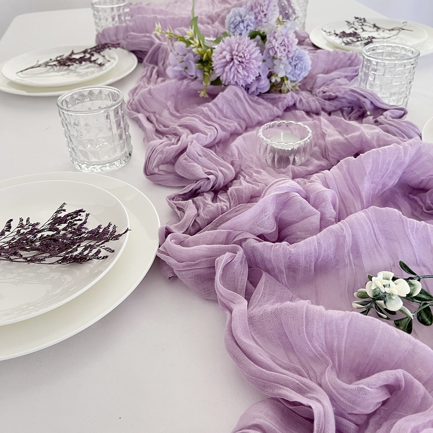 Nordic style Polyester kitchen dinning wrinkle free table cloths Fabric Rustic Sheer Cloth Table Runners Wedding Birthday Party