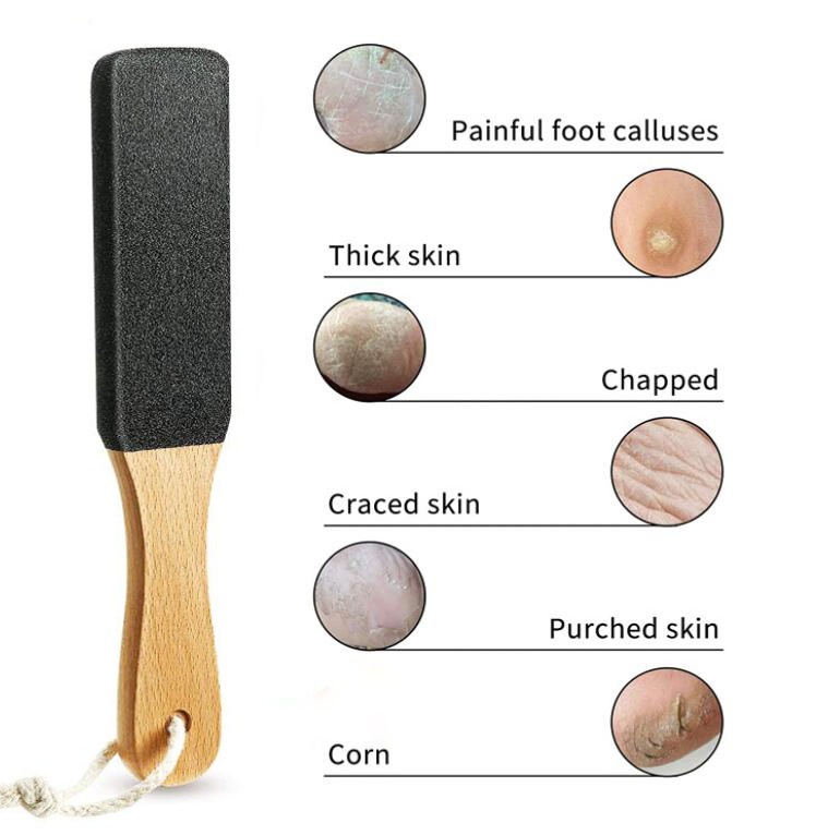 Spa Pedicure Tool Wet or Dry Feet Scraper Foot Rasp Removers Cracked Heels Wooden Handle Foot File Callus Remover