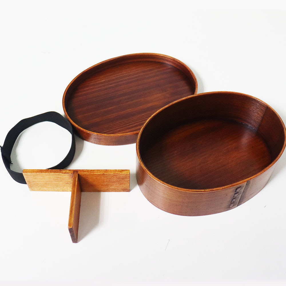 Wooden Lunch Box Bento Box with Internal Separator Cryptomeria Wood Food Container