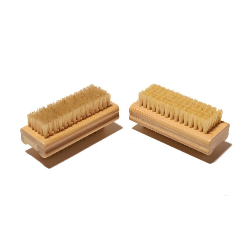 Customized Eco Friendly Sisal Bamboo Double Sided Nail Brush Pedicure Fingernail Nails Scrubbing Cleaning Dust Brush