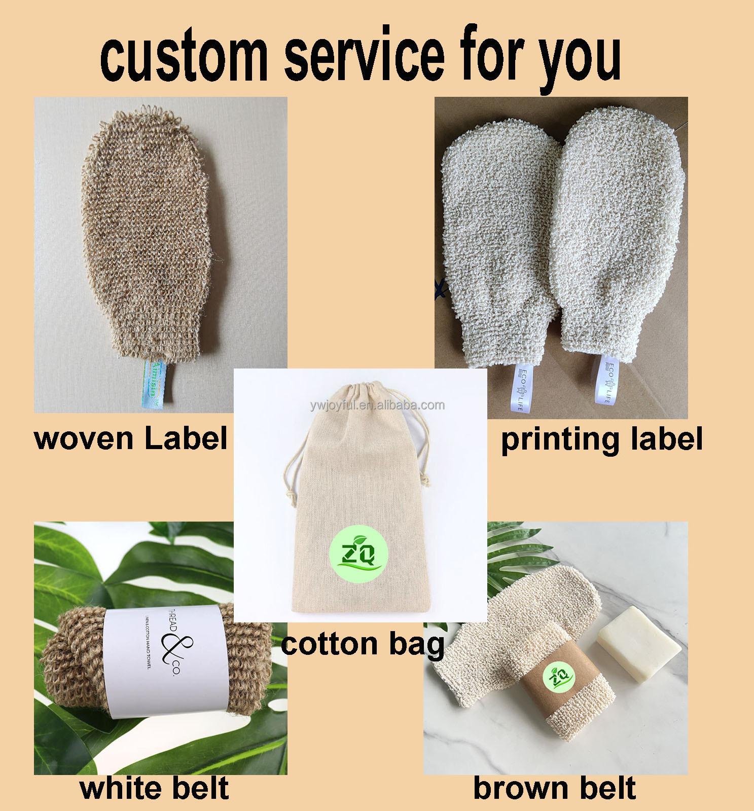 Eco Friendly Natural Reusable Exfoliating Jute Ramie Fiber Bath Glove Shower Sisal Mitt Soap Foaming Bag Body Exfoliating Gloves