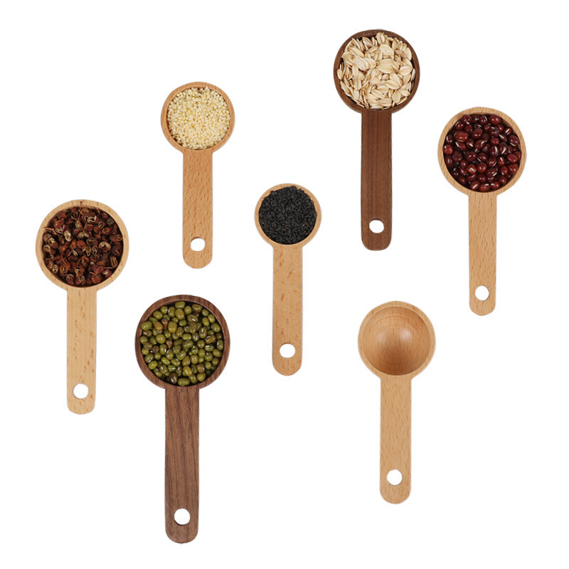 5ml/10ml/15ml Mini Wooden Spoon Scoop Customized Cosmetic Tea Coffee Bean Kitchen Spice Measuring Small Wooden Spoon