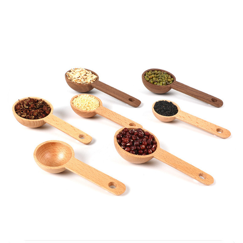 5ml/10ml/15ml Mini Wooden Spoon Scoop Customized Cosmetic Tea Coffee Bean Kitchen Spice Measuring Small Wooden Spoon