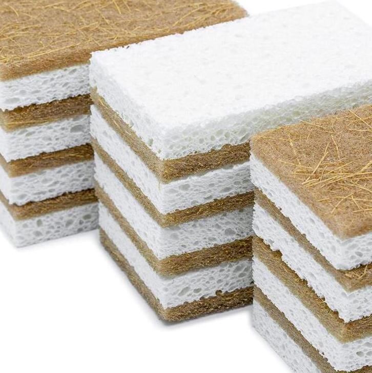 Eco friendly Sisal Scouring Pad Zero Waste Biodegradable Cellulose Sponge Coconut Kitchen Cleaning Scrubber