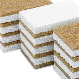 Eco friendly Sisal Scouring Pad Zero Waste Biodegradable Cellulose Sponge Coconut Kitchen Cleaning Scrubber