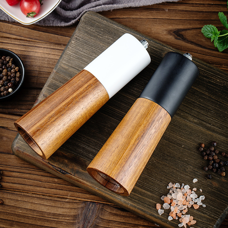 White And Black Walnut Wood Spice Grinder Kitchen Wooden Pepper Muller Mill