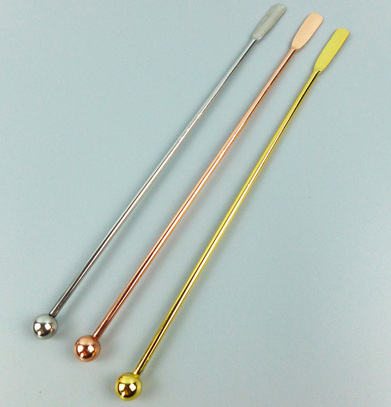 Reusable Small paddles stainless steel coffee beverage stirrers stir mixing metal swizzle stick cocktail pick pin