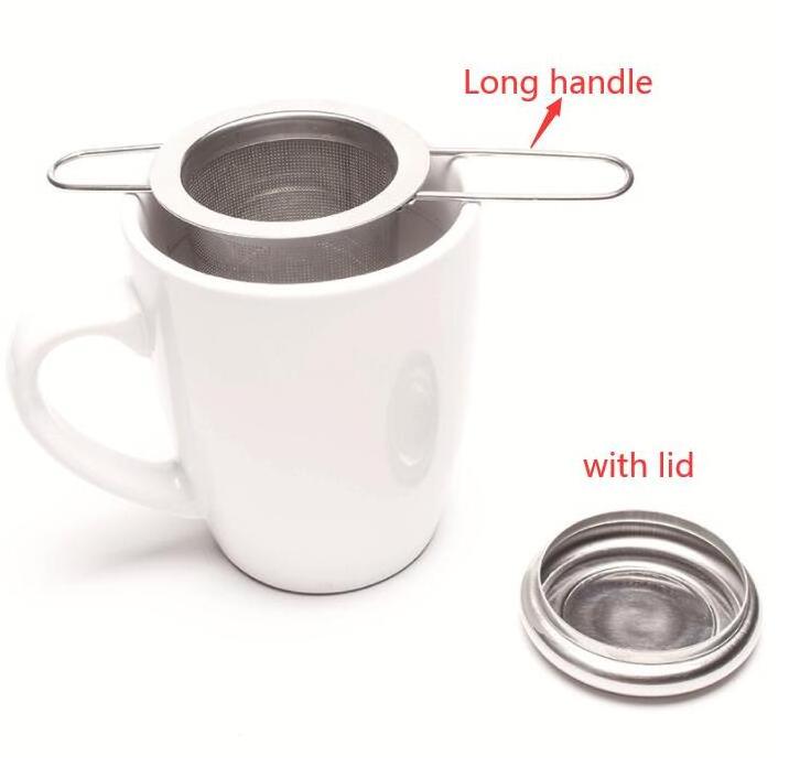 Reusable Stainless Steel Tea Strainers Infuser Basket Fine Mesh Loose Tea Leaf Infusers Herb Filter with Folding Handle Metal