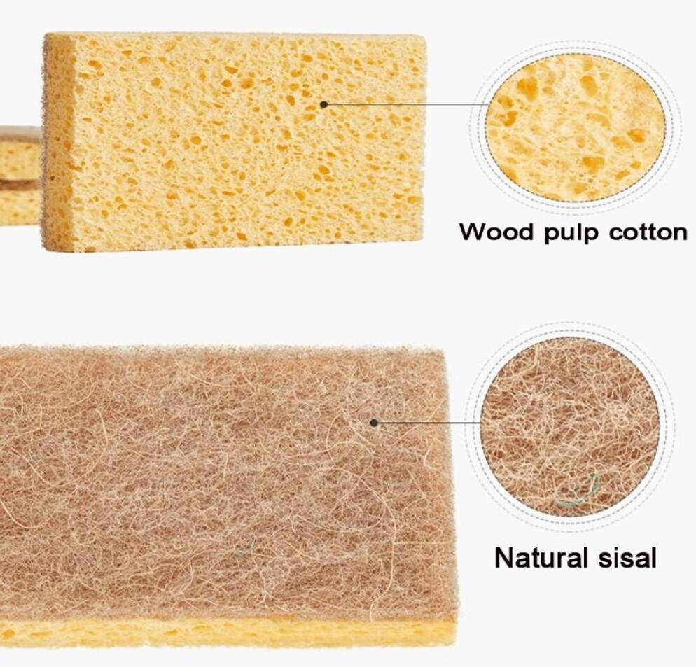 Eco friendly Sisal Scouring Pad Zero Waste Biodegradable Cellulose Sponge Coconut Kitchen Cleaning Scrubber