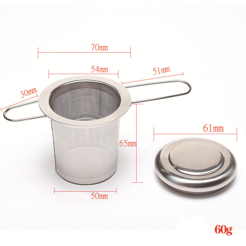 Reusable Stainless Steel Tea Strainers Infuser Basket Fine Mesh Loose Tea Leaf Infusers Herb Filter with Folding Handle Metal