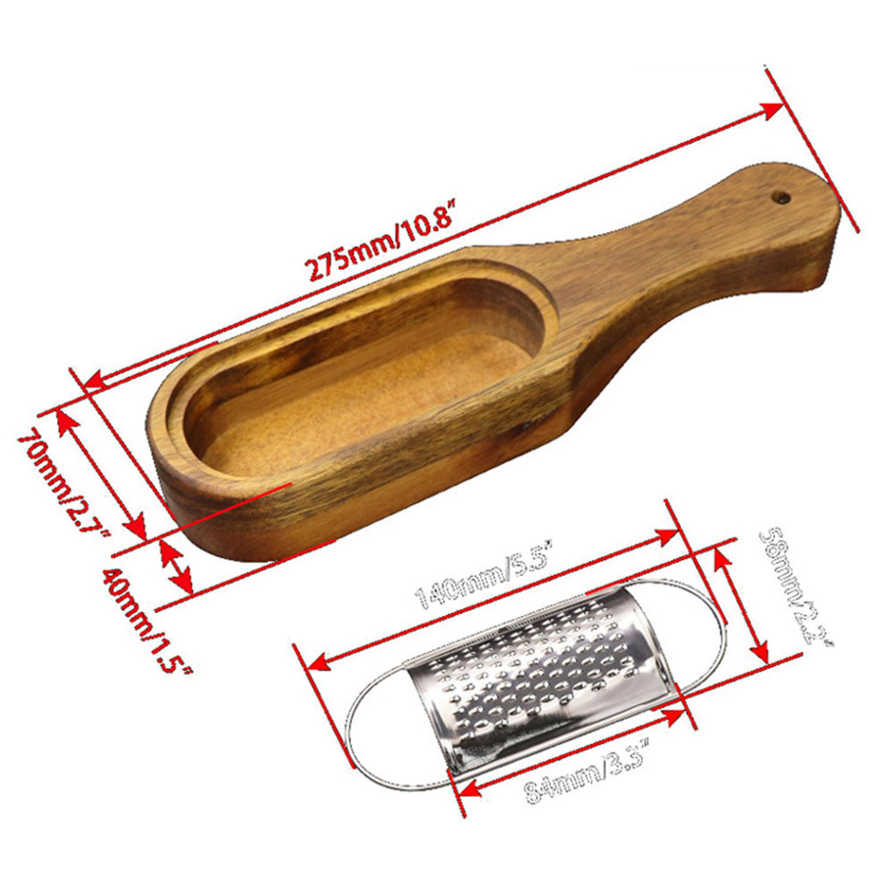 Stainless Steel Cheese Grater With Removable Acacia Wood Collector Wooden Vegetable  Grater Cheese Tools