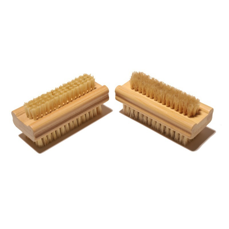 Customized Eco Friendly Sisal Bamboo Double Sided Nail Brush Pedicure Fingernail Nails Scrubbing Cleaning Dust Brush