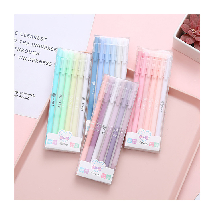 Creative 0.38mm Morandi color neutral pen box pen 6 sets retro stationery office supplies signature pen wholesale