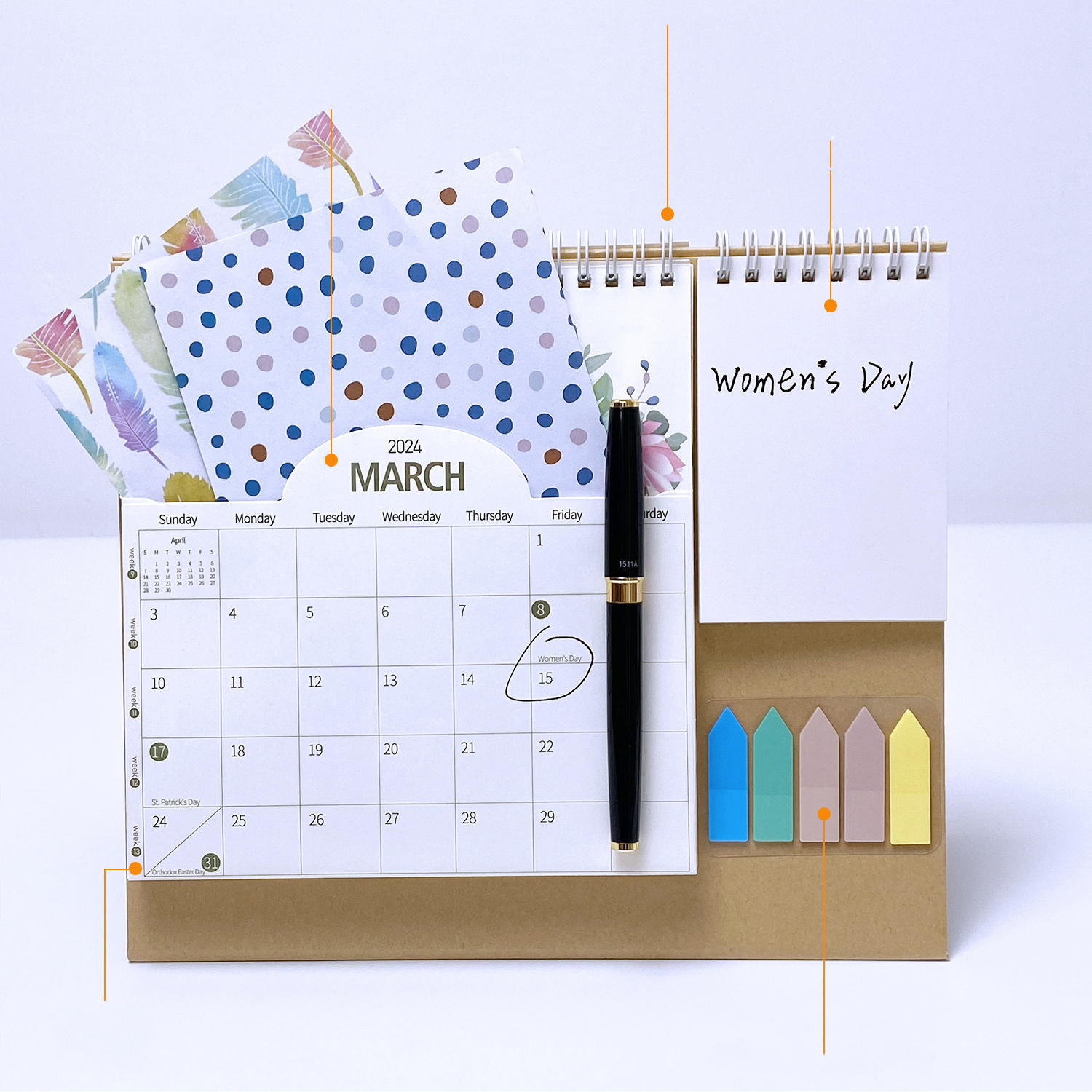 JPS OEM 3D Printing Desk Custom 2024 Artistic Table Daily Calendar