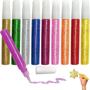 DIY Arts Crafts Glitter Pens 10 Pcs Safe for Kids Stationery Promotion Glue Art Craft Decoration Washable Glitter Glue Sticks