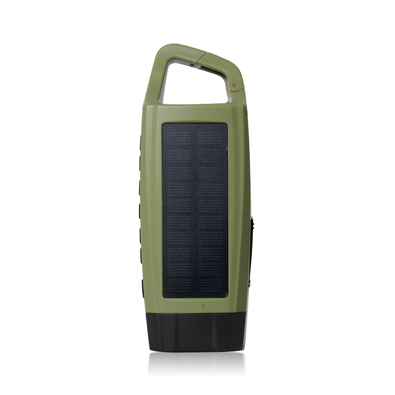 2023 New Arrival Portable Outdoor Multifunction LED Light Source SOS Solar Dynamo Flashlight with Radio for Emergency Camping