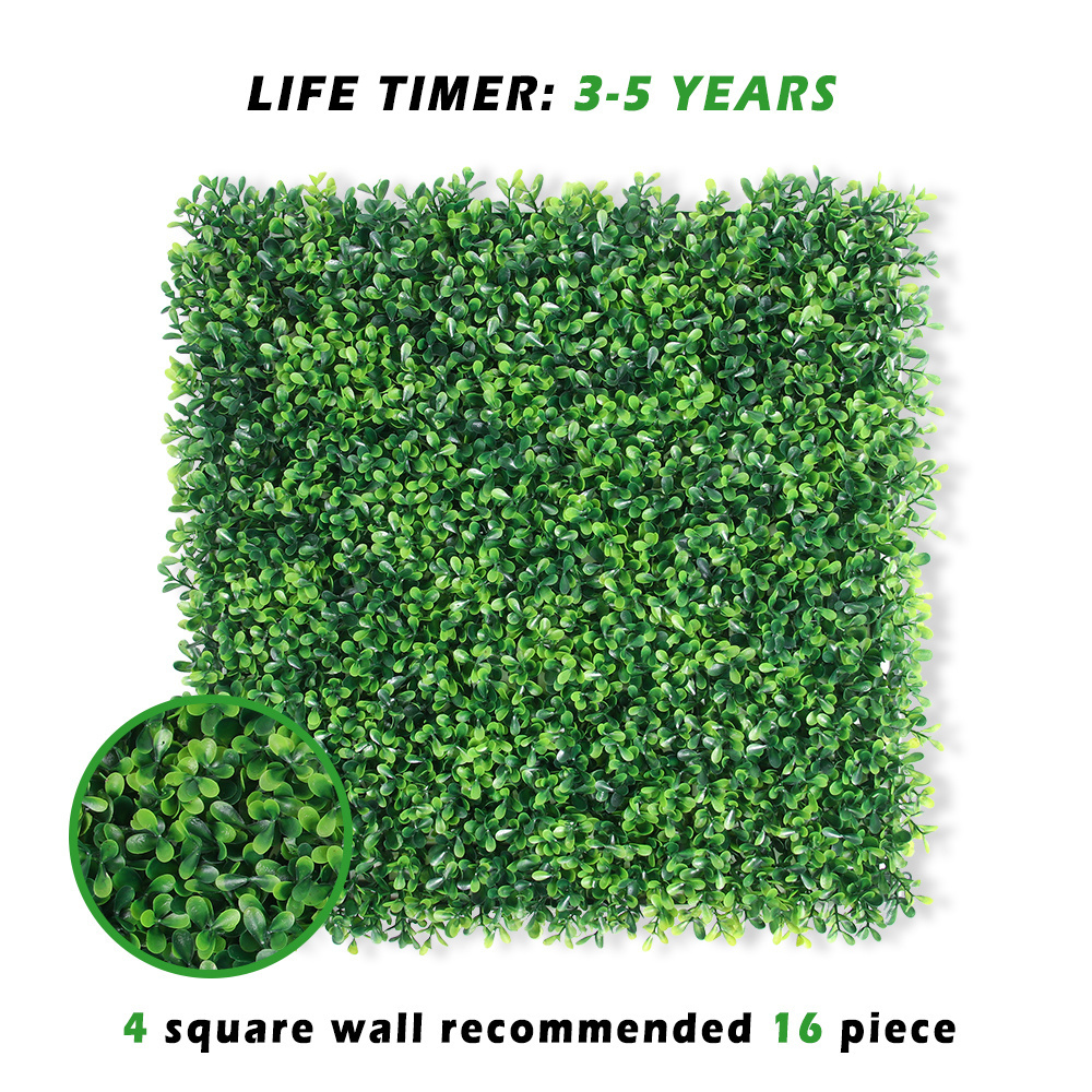 P7 Plastic Foliage Green Plant Backdrop Boxwood Hedge Panel Artificial Grass Wall for Vertical Garden Decor