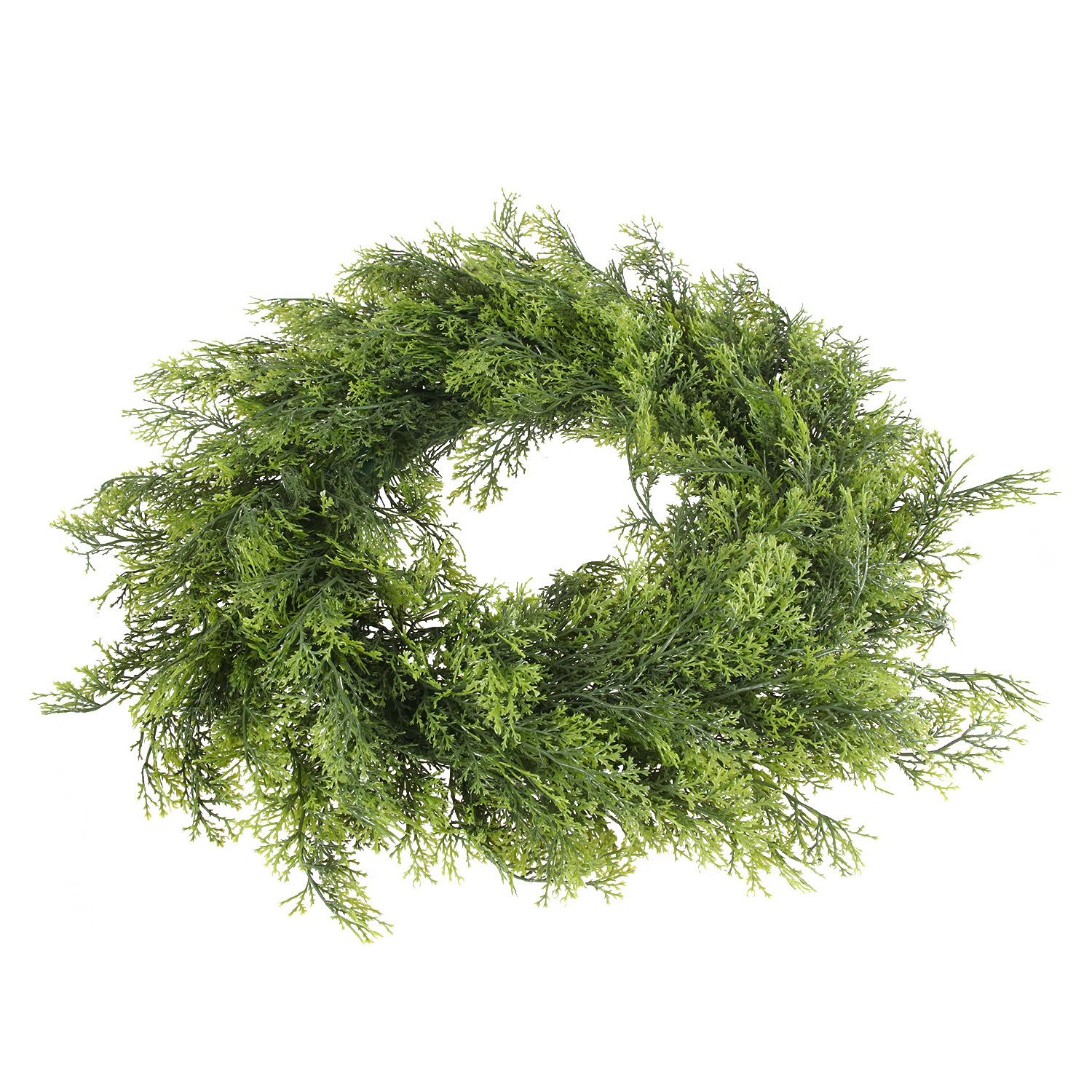 High quality artificial evergreen pine cypress wreath plastic grass garland for hanging door window decor