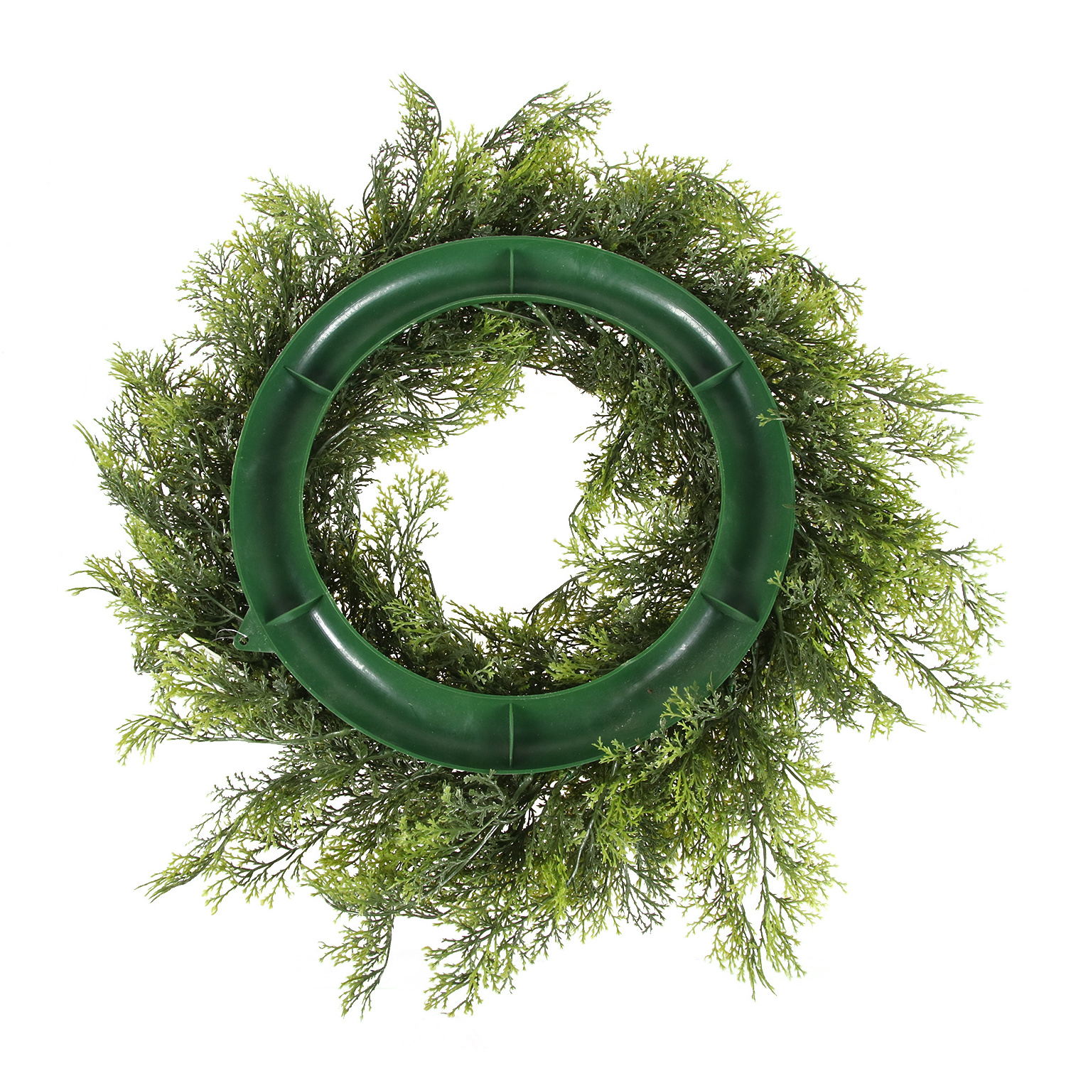 High quality artificial evergreen pine cypress wreath plastic grass garland for hanging door window decor