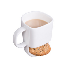 Sublimation Blank Ceramic Biscuits Sublimation Mugs White Coffee Tea Milk Cup porcelain cookie mug with holder