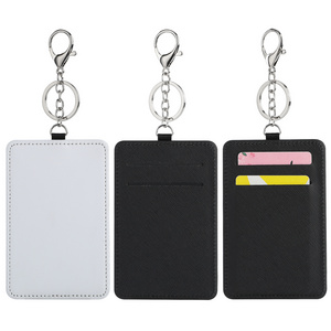 Sublimation Heat press Credit Card Holder Wallet Case Pouch 19.5*7.5cm Blank PU Leather Keychain card Holder