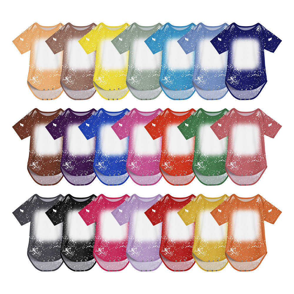 Wholesale Custom logo Newborn Wear Cotton Feel blank Baby Clothes colourful 100% polyester Faux Bleach Sublimation Baby Onesie