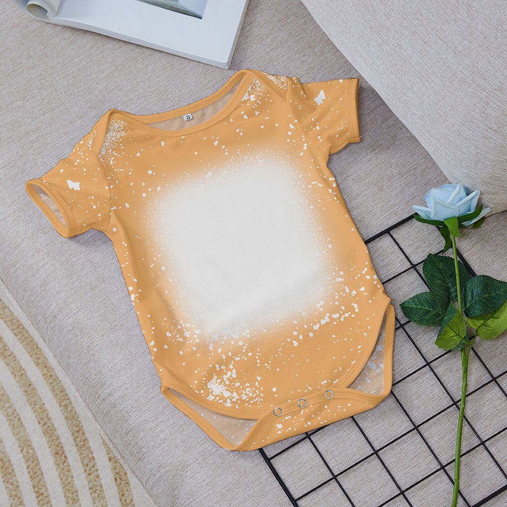 Wholesale Custom logo Newborn Wear Cotton Feel blank Baby Clothes colourful 100% polyester Faux Bleach Sublimation Baby Onesie