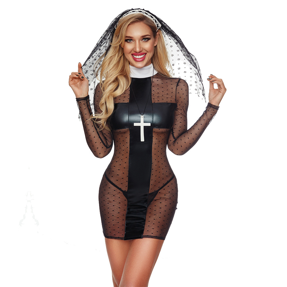 Fantasia halloween Cosplay Adults Sex High Quality Sexy Women Lingerie Halloween costume sexy nun costume For Party