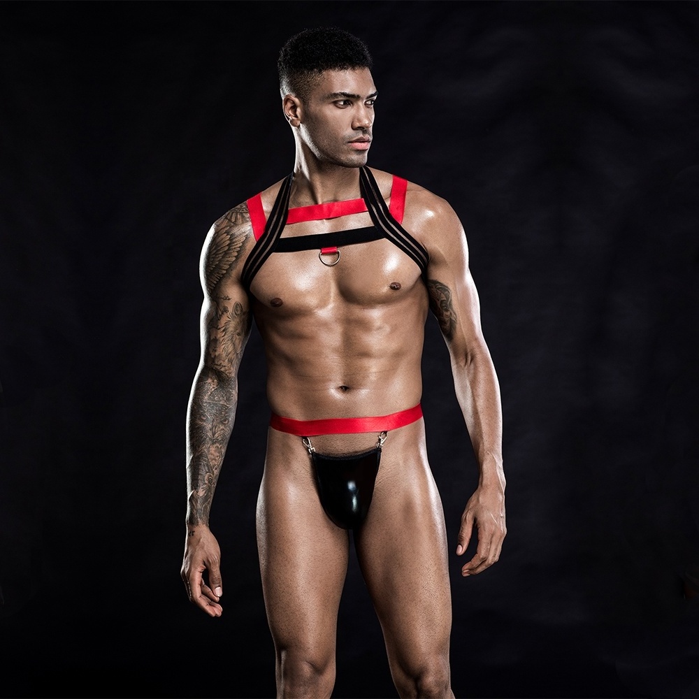 factory hot sale elastic body harness and jockstrap lingerie sets gays sexy underwear for men