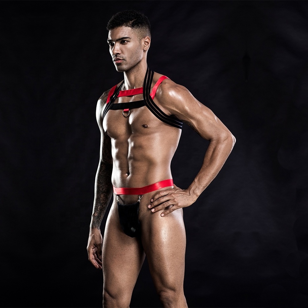 factory hot sale elastic body harness and jockstrap lingerie sets gays sexy underwear for men