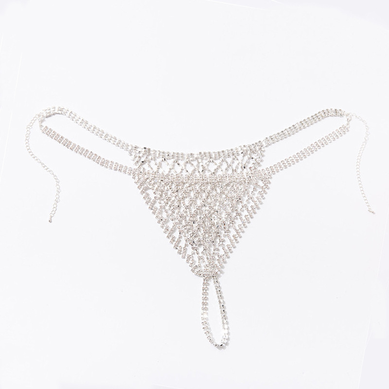 New Design Fashion Geometric Full Diamonds Shiny Bling Underwear Bra And Thong Jewelry Set Sexy Bikini Rhinestone Body Chains