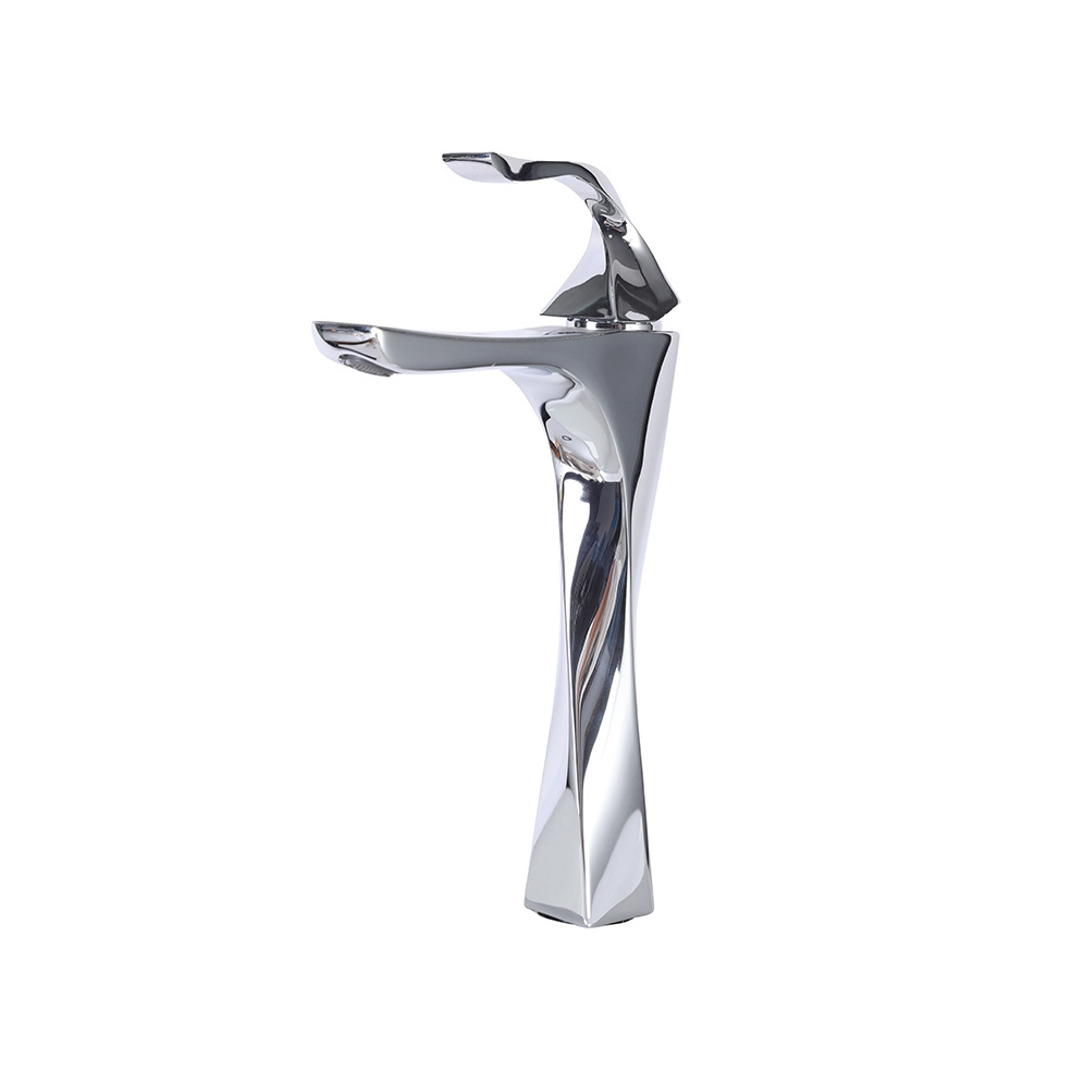 New Design Twist Silver Bathroom Sink Taps Single Handle Wash Hot Cold Mixer Basin Faucet