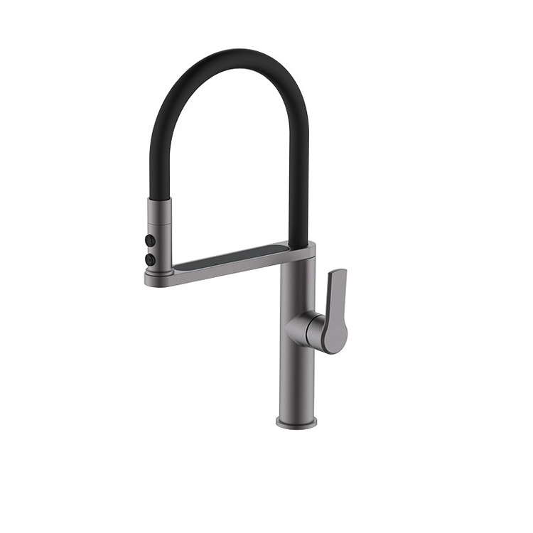 Hot Sale Stainless Steel Matte Black Adjustable Height Hidden In Kitchen Sink Mixer Faucet