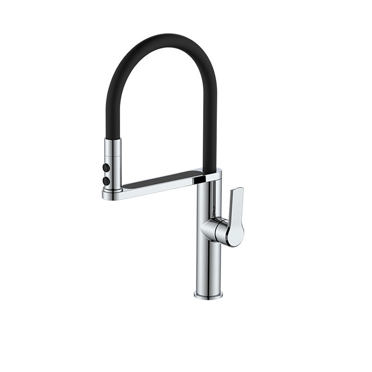 Hot Sale Stainless Steel Matte Black Adjustable Height Hidden In Kitchen Sink Mixer Faucet