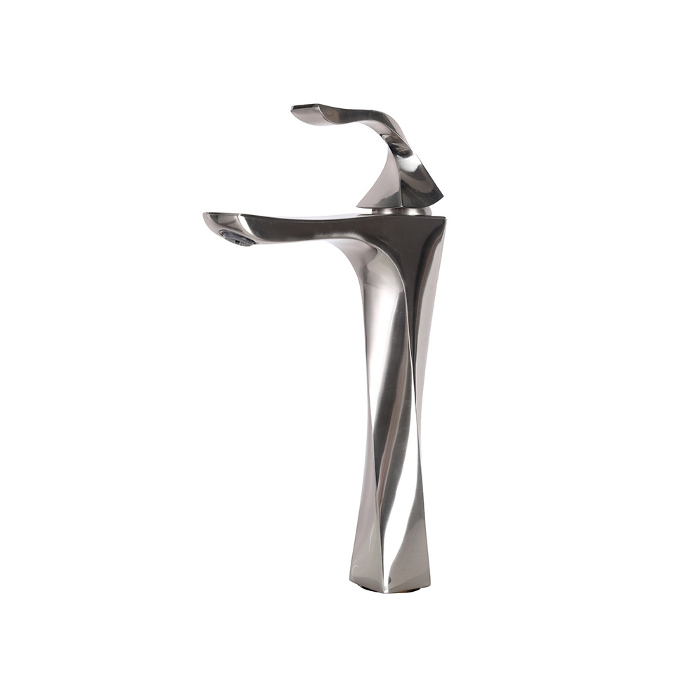 New Design Twist Silver Bathroom Sink Taps Single Handle Wash Hot Cold Mixer Basin Faucet