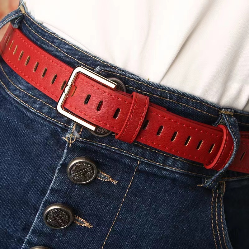 105cm women's belts Korean-style hollow-out punch-free imitation leather belts all-match girls' dresses decorated with thin bel