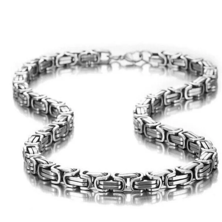 Classic men 5mm Byzantine link 316 two tone stainless steel chain