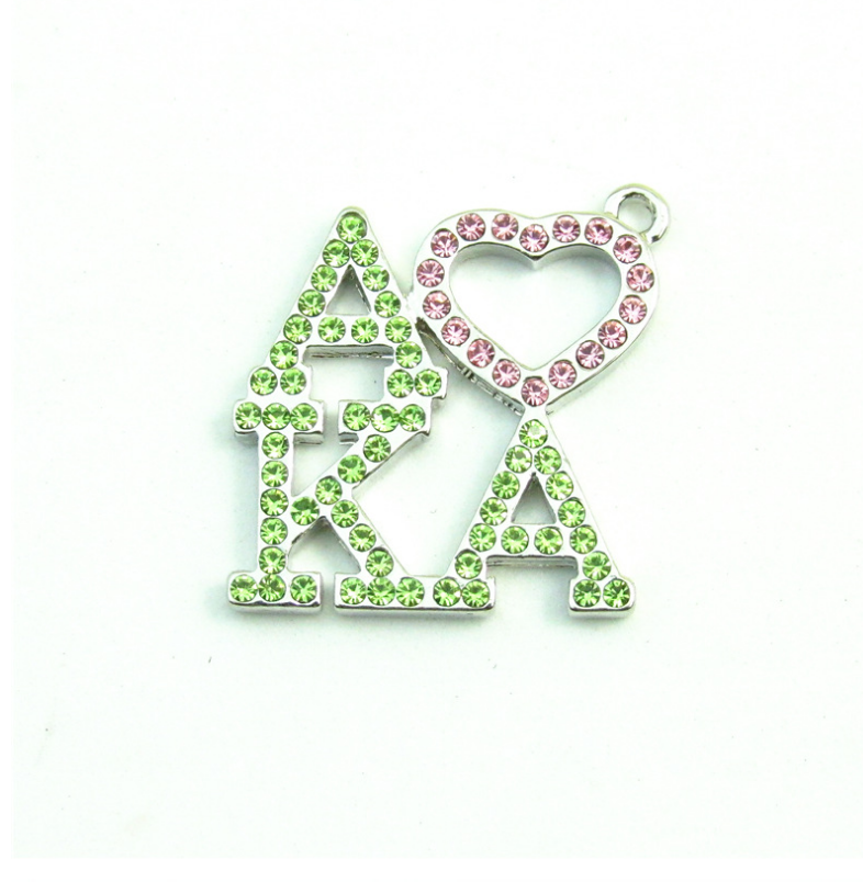 Top selling wish alloy silver gold enamel crystal Greek alphabet sorority charms