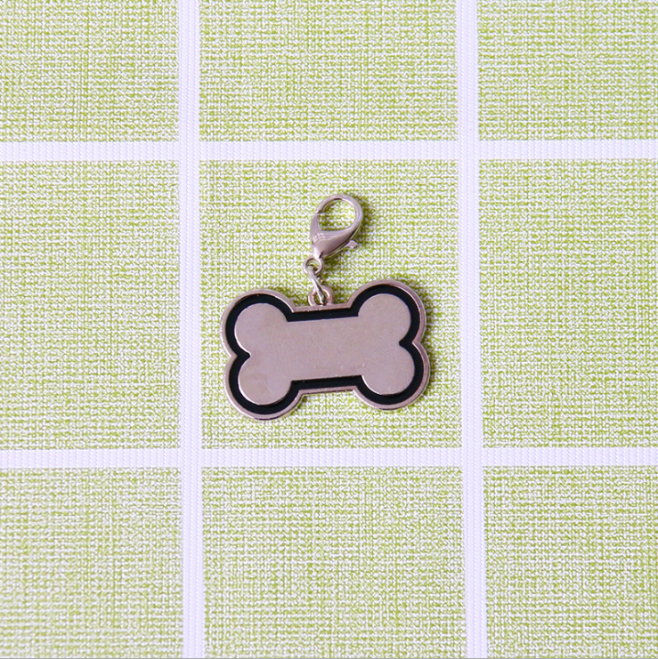 Ready ship factory wholesale zinc alloy bone enamel silver dog collar charms