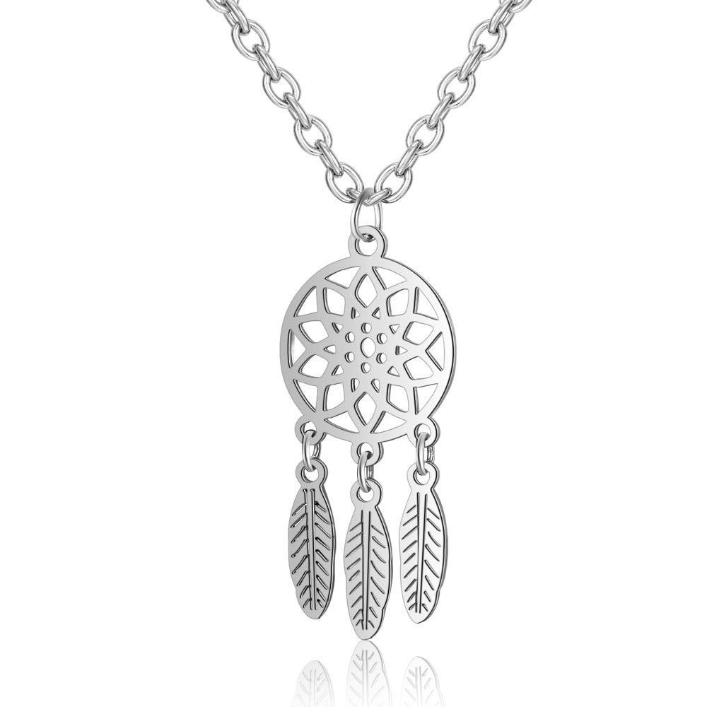 NK-2022108 best selling western jewelry 316l stainless steel pendant 18K gold plated dream catcher necklace