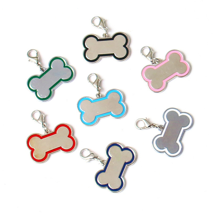 Ready ship factory wholesale zinc alloy bone enamel silver dog collar charms