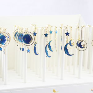 Cheaper promotional alloy gold plated handmade blue moon star sun charms for pens