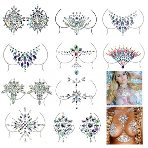 Temporary Women's Tattoos Fake Tattoo Stickers Chest Jewels Crystal Face Decoration Diamond Acrylic Rhinestone Face Stickers