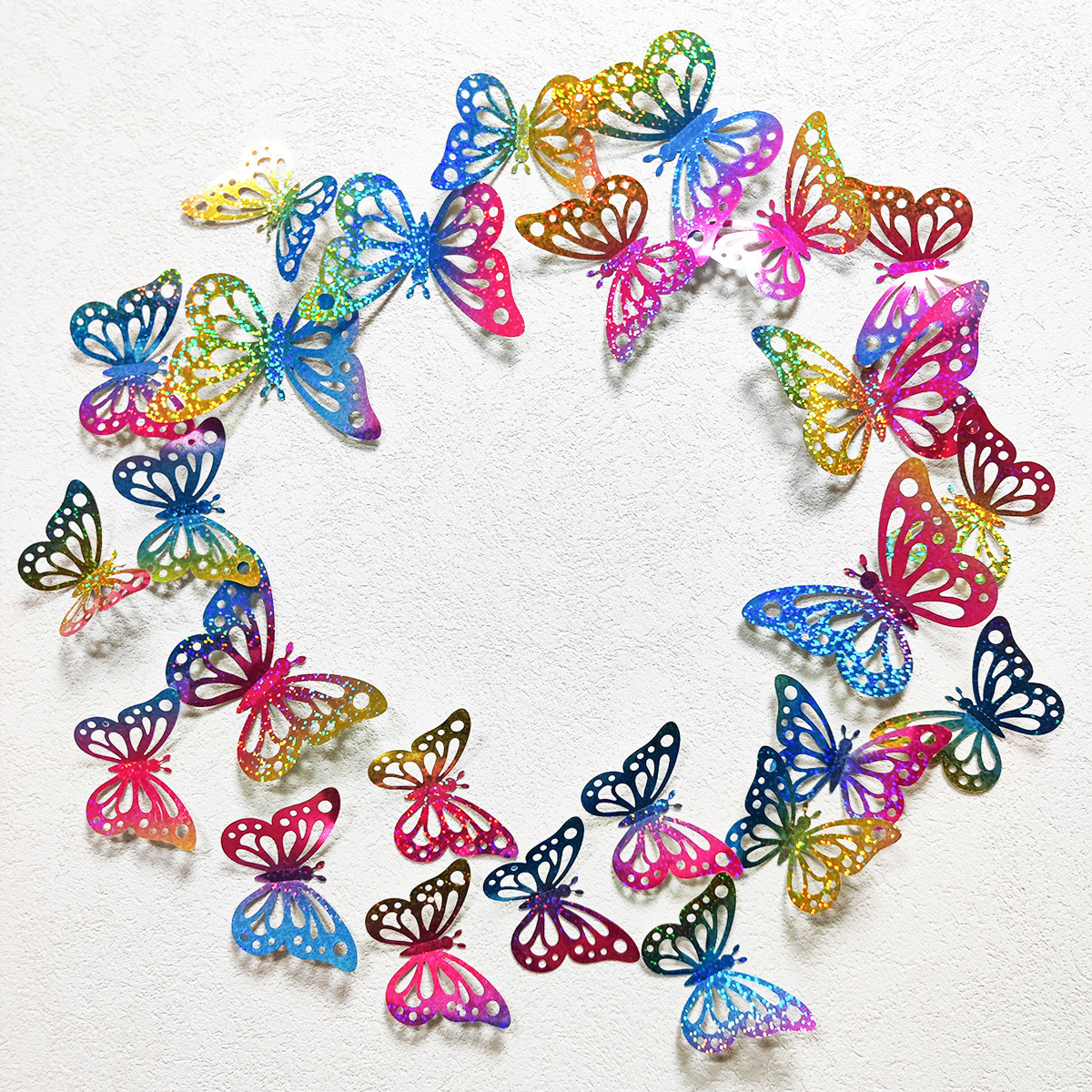 3D butterfly hollowed out butterfly colorful PVC black and white butterfly wall stickers for home decoration with a metallic fee