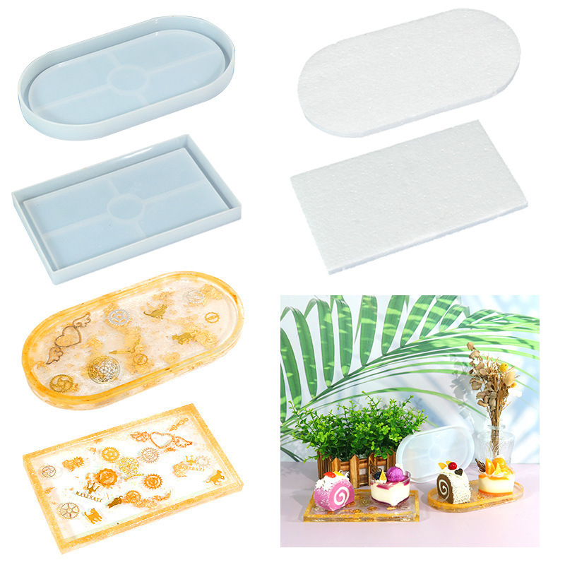 Rectangle Shape Silicone Molds DIY Handmade Epoxy Resin Concrete Plaster Fruit Dessert Storage Tray Molds Ceramic Clay Casting