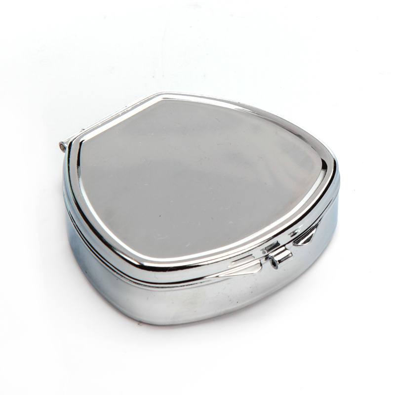 OEM ODM  metal Blank pill box for DIY  propersonal design  Multifunctional Metal Pill Box 3 Compartments With Mirror compact poc