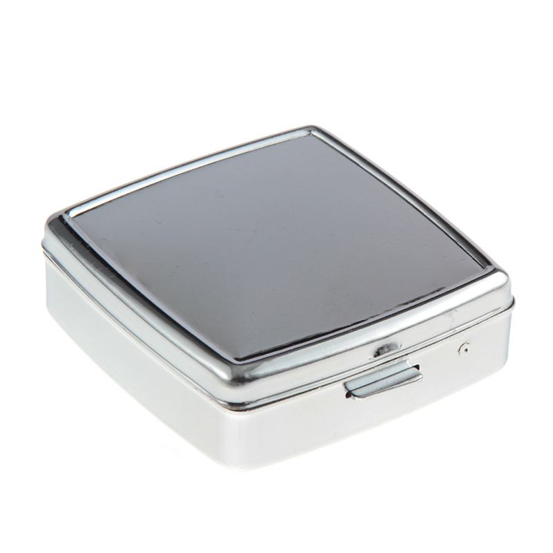 OEM ODM  metal Blank pill box for DIY  propersonal design  Multifunctional Metal Pill Box 3 Compartments With Mirror compact poc