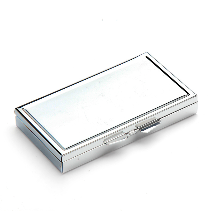 OEM ODM  metal Blank pill box for DIY  propersonal design  Multifunctional Metal Pill Box 3 Compartments With Mirror compact poc