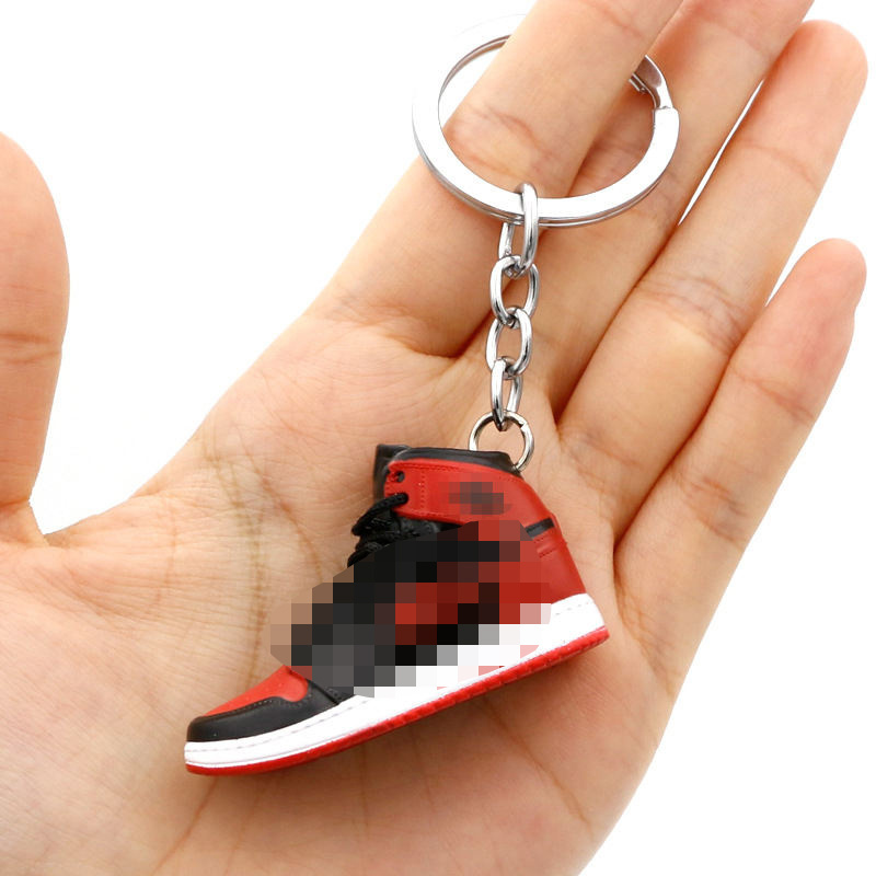 Wholesale 3D Shoe Keychain AJ PVC Sneaker Keychain With Real Lace Mini Box